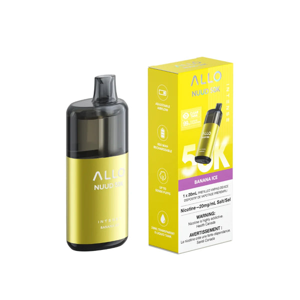 Allo Intense NUUD 50K Canada Banana Ice Disposable Vape 50000 Puffs Clear Tank
