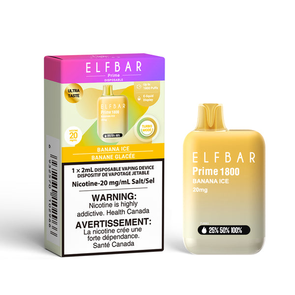 Elfbar Prime 1800 Canada Banana Ice Disposable Vape 1800 Puffs 20mg/mL Ca