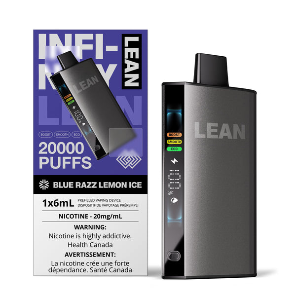 WAKA Canada Infinity Lean 20K disposable vape 20000 Puffs 650mAh 3-level power modes Blue Razz Lemon Ice蓝树莓柠檬 20mg/ml Nicotine package & product CAD $20.99 premium long-lasting disposable e-cigarette