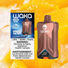 WAKA Optimus 120K Disposable Vape in Double Mango Ice flavor, featuring 30mL e-liquid capacity, 18mg/mL nicotine strength, Dual Mode, and RDL Max Cloud rechargeable design🥭