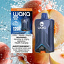 WAKA Optimus 120K Disposable Vape in Peach Zing Ice flavor, featuring 30mL e-liquid capacity, 18mg/mL nicotine strength, Dual Mode, and RDL Max Cloud rechargeable design🍑 🆒

