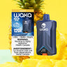 WAKA Optimus 120K Disposable Vape in Pineapple flavor, featuring 30mL e-liquid capacity, 18mg/mL nicotine strength, Dual Mode, and RDL Max Cloud rechargeable design🍍