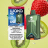 WAKA Optimus 120K Disposable Vape in Strawberry Kiwi Ice flavor, featuring 30mL e-liquid capacity, 18mg/mL nicotine strength, Dual Mode, and RDL Max Cloud rechargeable design🍓🥝❄️