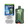 WAKA Optimus 120K Disposable Vape in White Grape Ice flavor, featuring 30mL e-liquid capacity, 18mg/mL nicotine strength, Dual Mode, and RDL Max Cloud rechargeable design🍃🍇❄️
